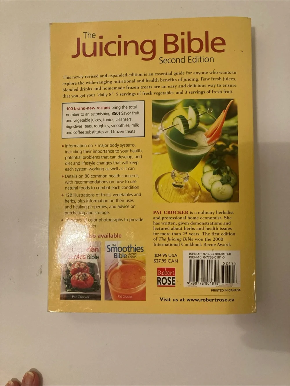 The Juicing Bible Second Edition by Pat Crocker - Red & Yellow Cover